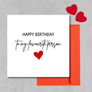 Afdrukbare verjaardagskaart, gelukkige verjaardag aan mijn favoriete persoon, romantische verjaardagskaart, kaart voor vriend, vriendin, man, vrouw