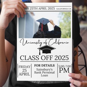 Journal de remise des diplômes 2025, Modèles modifiables de journaux sur toile, Faire-part de remise des diplômes 2025, Cadeau personnalisé pour l&#39;obtention du diplôme, Cadeau souvenir senior, promotion 2025