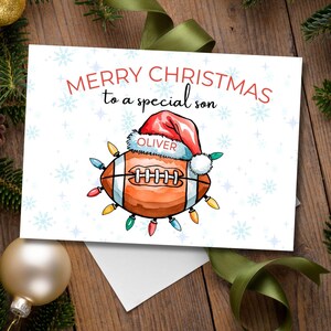 Personalisierte Fußball Weihnachtskarte, Fußball Weihnachtskarte für Sohn, Weihnachtskarte Spezieller kleiner Junge, Neffe, Patenkind, Enkel, Bruder