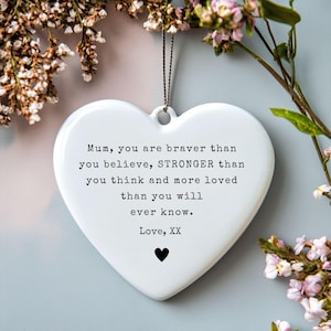 Personalized Mum Ornament, Heart Shaped Ceramic Gift For Mum, Mother&#39;s Day Keepsake, Sentimental Mum Gift, Love You Mum Ornament