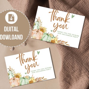 Digital Halloween Thank You Card, Minimalist Pumpkin Design, Printable Card, Pumpkin Pattern Halloween Thank You Card, Instant Download