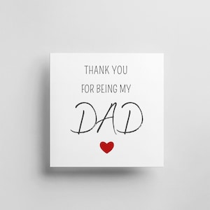 Gracias por ser mi papá, tarjeta minimalista para el Día del Padre, descarga digital con corazón rojo, tarjeta cuadrada de 148 x 148 mm, regalo imprimible para un niño.
