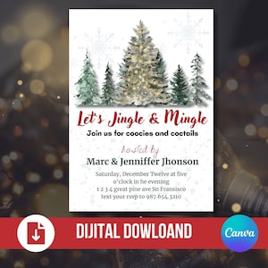 Editable Christmas Party Invitation | Jingle and Mingle invite | Printable Christmas Party Invite | Instant Downloand | Holiday Party