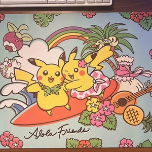 Aloha Friends TCG Playmat Trading Card Board Game Gaming Desk Mat Anime Mousepad 23.5x13.5 IN 60x34 CM