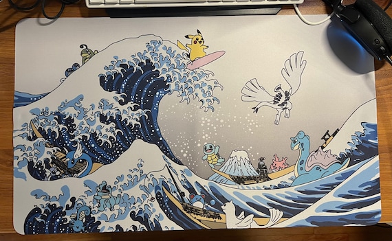 Riding the Great Wave TCG Playmat Trading Card Board Game Gaming Desk Mat Anime Mousepad 24x14 IN 60x34 CM