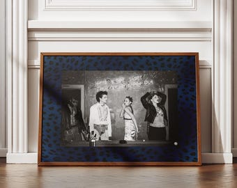 Blue Leopard Print Photo Frame Mat: Bold Wall Art, Customizable Template, Trendy Maximalist Aesthetic - Digital Print