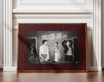 Burgundy Leopard Print Photo Frame Mat: Bold Wall Art, Customizable Template, Trendy Maximalist Aesthetic - Digital Print