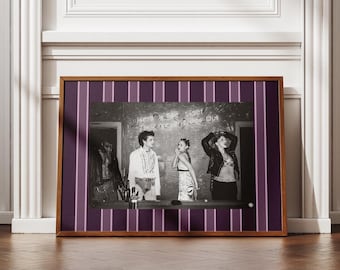 Striped Photo Frame Mat: Maximalist Wall Art Print, Customizable Template (Plum Purple Multi Striped) Digital Print