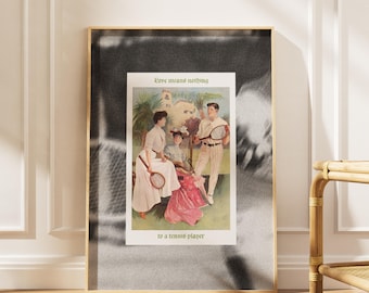 Vintage Tennis Print, Retro Illustration Collage, Funny Quote, Sports Wall Art (Digital Download)