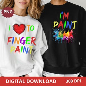 Funny Matching Couples Shirts – Finger Paint Design – Cute His and Hers T-Shirts, Valentines, Anniversary, Couples Gift PNG Digital Download
