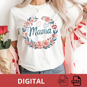 Boho floral mama png, mom adjectives png, she is mom png, mama sublimation, abstract floral, mama dtf transfer, mothers day, mom shirt png