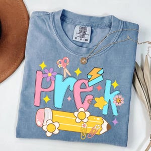 Preppy Pre-K Teacher Png, Pre-K teacher groovy Png, Pre-K shirt, Back to school, Teacher appreciation, Gift for Teacher, Preppy floral Png