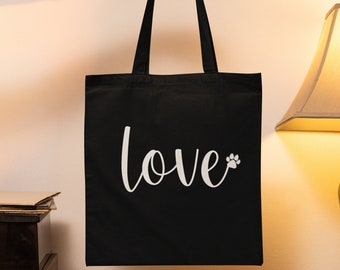 Love Paw Print Puppy Love Dog Mom Cotton Canvas Tote Bag