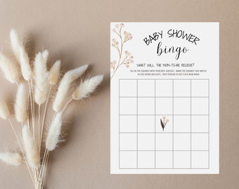 Customizable Wildflower Baby Shower Game Template, Gender Neutral Baby Shower Games, Bingo 003GB