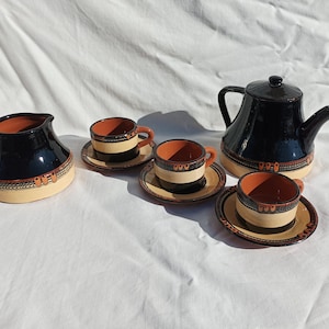 Bulgarian Tea Or Coffee Set Of 3, Vintage Tea And Coffee Set Ceramics,  Service Tea And Coffee Set