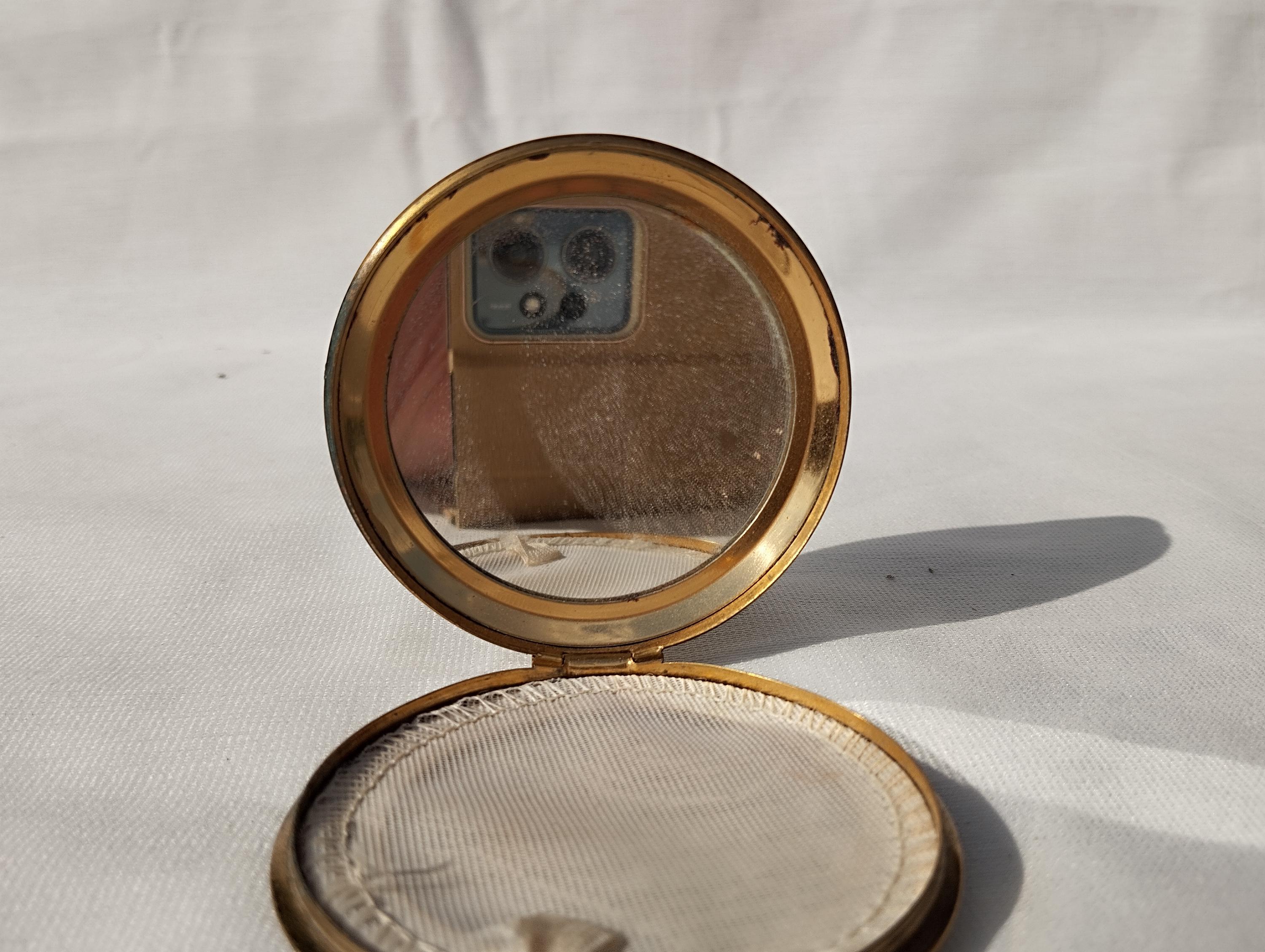 Brass Powder With Mirror, Pocket Mirror, Vintage Powder Box, Pocket ...