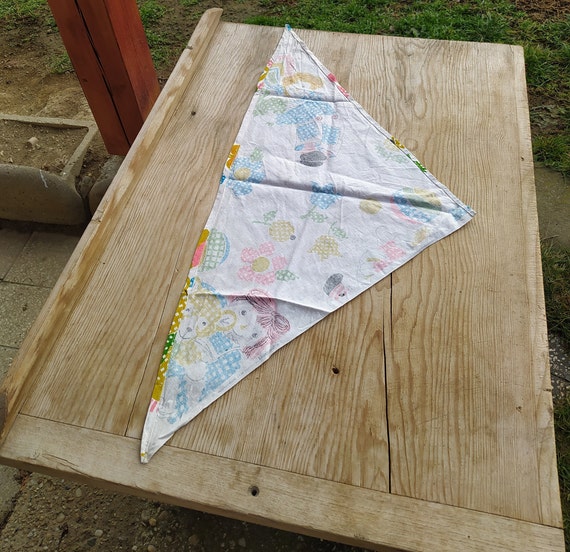 Vintage Print Pattern Scarf, Triangular Colored S… - image 2