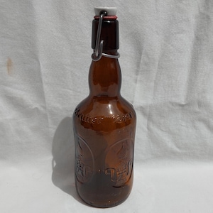 Antique Brown Beer Glass Bottle, German Glass Bottle, Old Bier Bottle