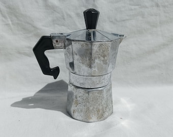 Caffettiera vintage, Caffettiera espresso in alluminio dal design vintage,