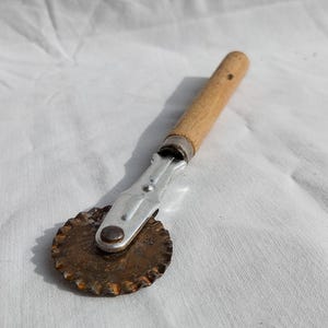 Old Brass And Wood Pasta Cutter,  Vintage Dough Cutters, Grandmas Pasta Rolled Tool, Hand Kitchen Tool