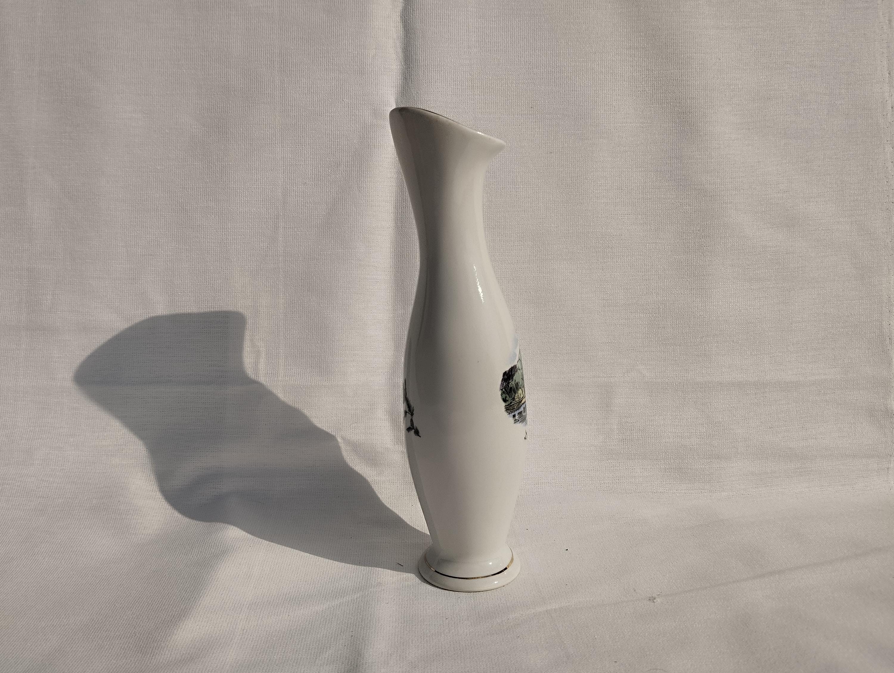 Vintage Aquincum Porcelain Vase, Ceramic Vase From Hungary, White