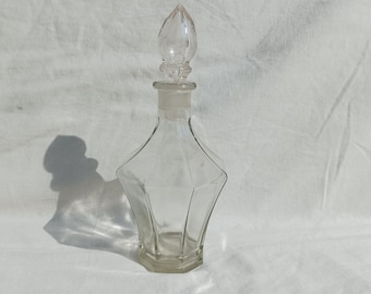 Antique Glass Bottle, Glass Liqueur Bottle ,  Glass Lided Carafe For Tincture,