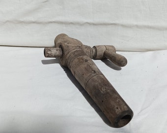 Antique Folk Barrel Spigot Tap, Old Wooden Barrel Tap, Country Style Wood Decoration