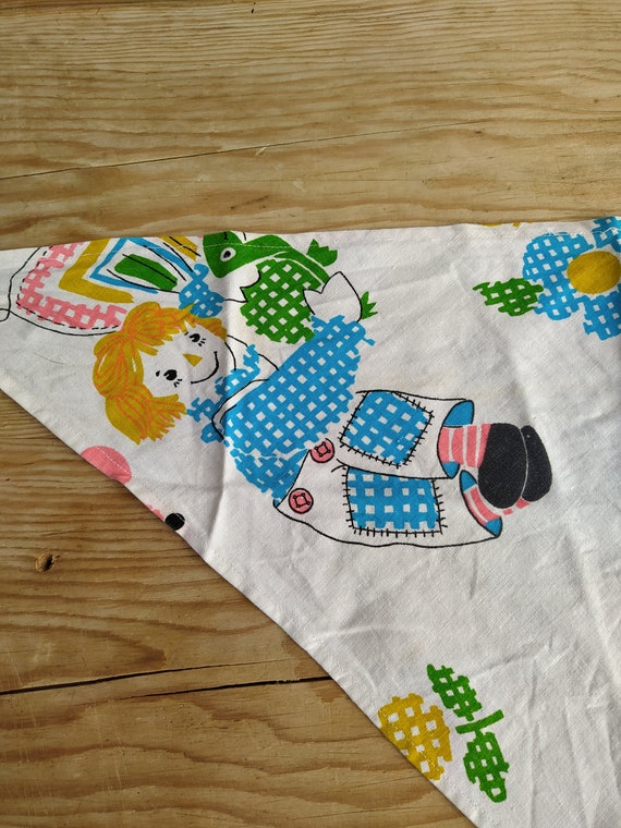 Vintage Print Pattern Scarf, Triangular Colored S… - image 3