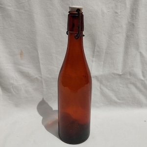 Antique Brown Beer Glass Bottle, German Glass Bottle, Old Bier Bottle