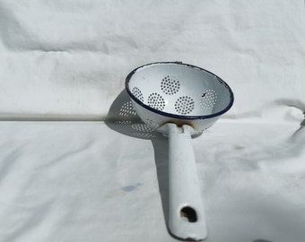 Vintage White Colored Enameled, Hungarian Metal Strainer