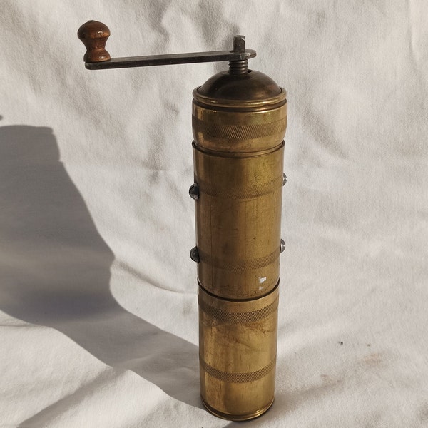 Vintage Large Brass Coffee Grinder, Manual Coffee Grinder, Coffee Mill
