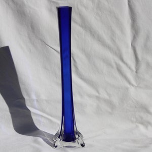 Vintage Blaues Glas Long Neck Art Glass Vase, Modern Style Blue One Blumenvase
