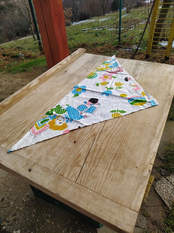 Vintage Print Pattern Scarf, Triangular Colored S… - image 1