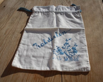 Vintage Bread Bag, Embroidery Textile Bag, Reusable Bag For Bakery Products