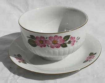 Piatto fondo vintage decorato con fiori in ceramica, ciotola per piatto fondo con motivo floreale
