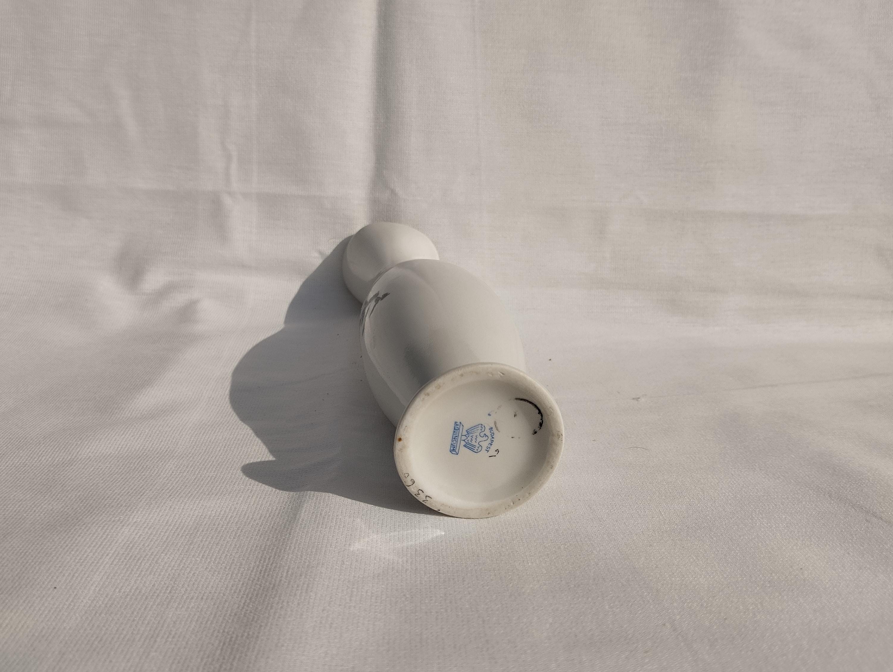 Vintage Aquincum Porcelain Vase, Ceramic Vase From Hungary, White