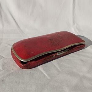 Custodia per occhiali in similpelle sovietica vintage, custodia per occhiali rossa, scatola per occhiali sovietica russa