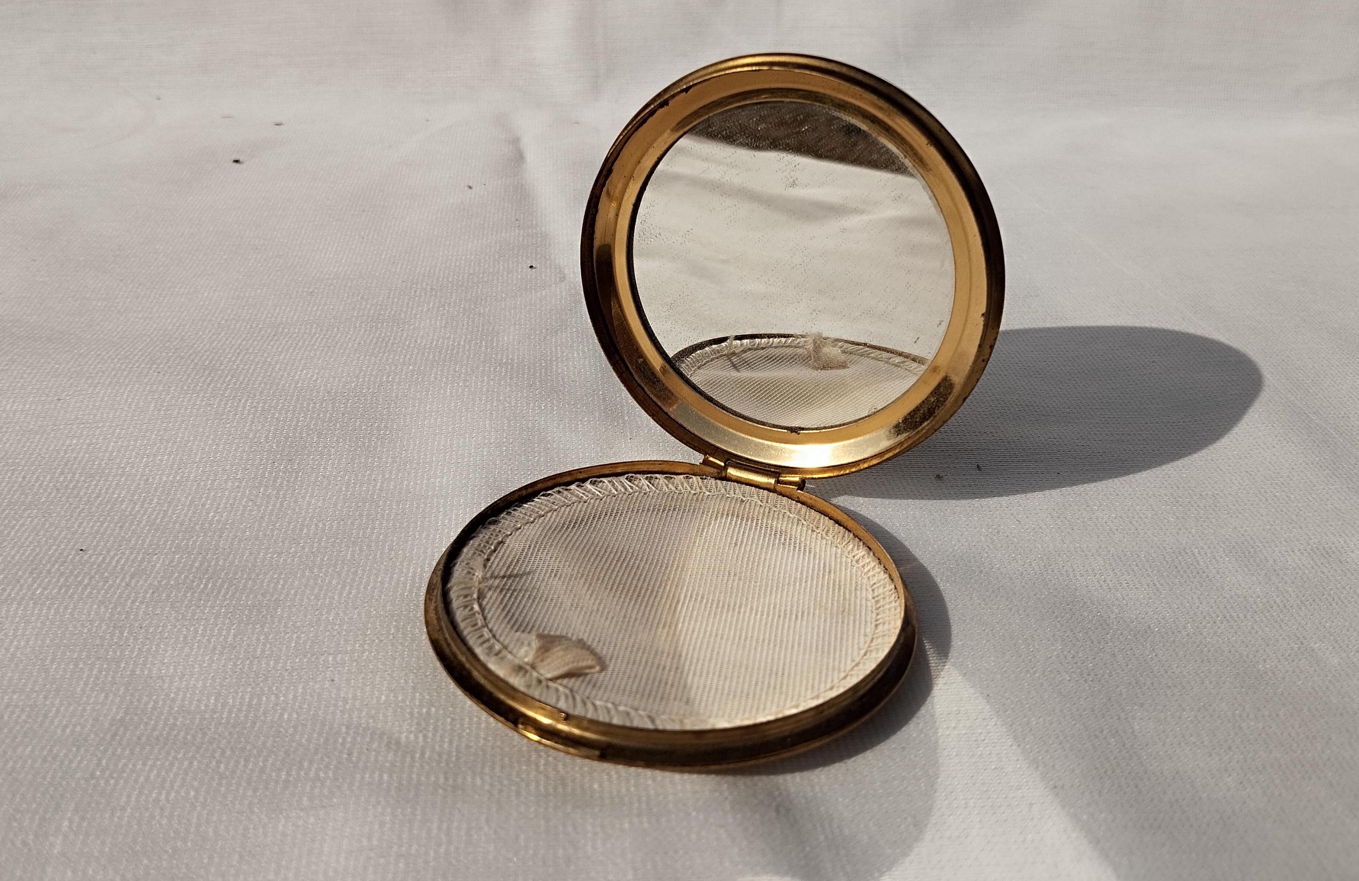 Brass Powder With Mirror, Pocket Mirror, Vintage Powder Box, Pocket ...