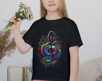 Softstyle T-shirt voor kinderen - gezellig en stijlvol shirt voor jonge avonturiers en muziekliefhebbers.In zwart