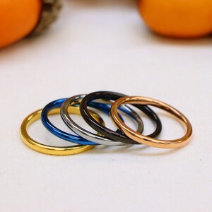 Blue Stacking Ring 2mm Tungsten Stacking Rings Skinny Ring Thin Gold Ring 2mm Black Ring Thin Tungsten Ring Women&#39;s Tungsten Ring Women Band