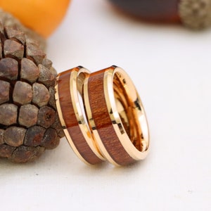 Wood Tungsten Ring, Rose Gold Wood Ring, Mens Wedding Ring, Matching Ring, Women&#39;s Ring Mans Engagement Ring, Wedding Band Ring, Couple Band