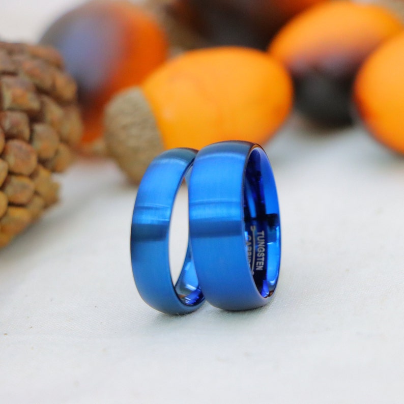 Blue Tungsten Ring, Wedding Rings, Anniversary Bands, His and Her Ring ...