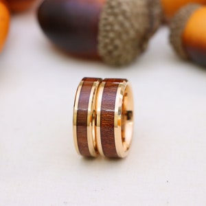 Wood Tungsten Ring, Rose Gold Wood Ring, Mens Wedding Ring, Matching Ring, Women&#39;s Ring Mans Engagement Ring, Wedding Band Ring, Couple Band