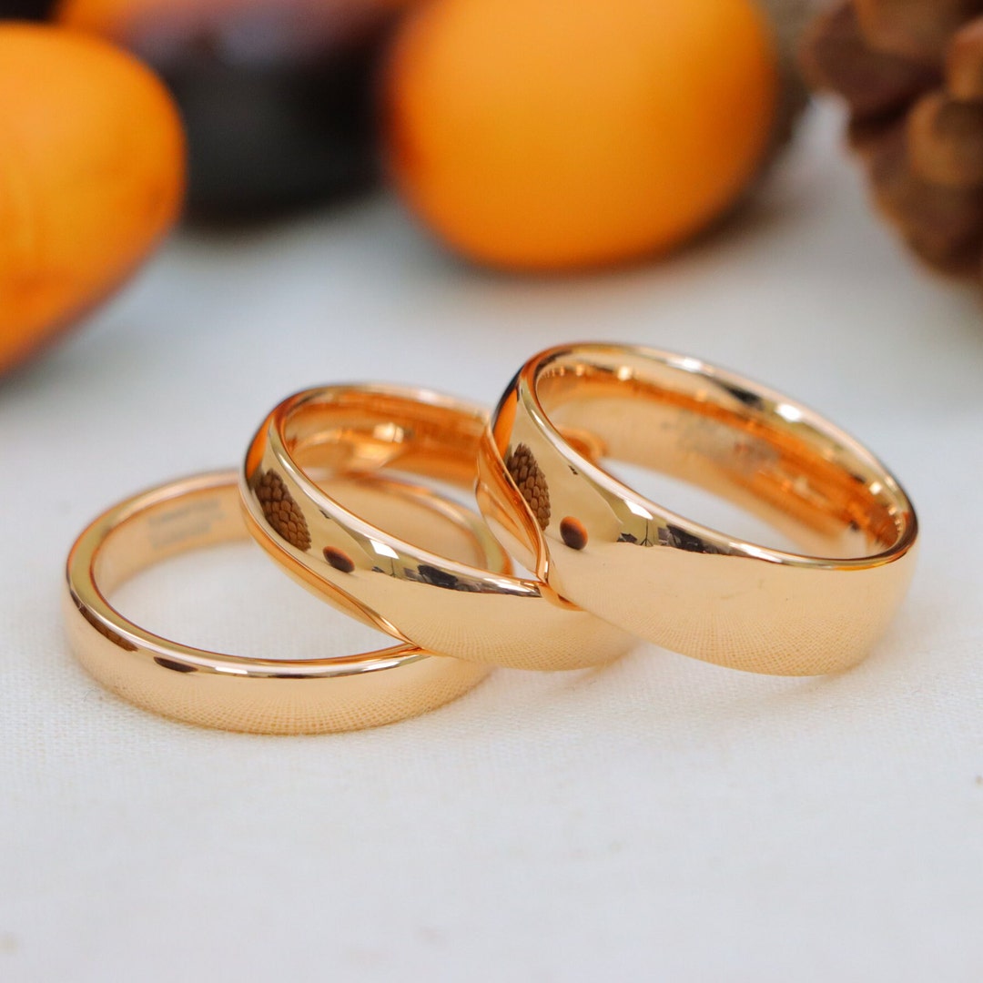 Custom Shiny Polished Rose Gold Ring Matching Couple Rings Etsy