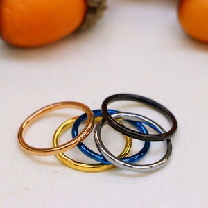 Blue Stacking Ring 2mm Tungsten Stacking Rings Skinny Ring Thin Gold Ring 2mm Black Ring Thin Tungsten Ring Women&#39;s Tungsten Ring Women Band