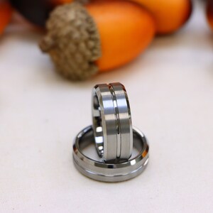 Couples Ring, His and Hers Wedding Band, Engagement Ring, Silver Tungsten Wedding Band, Promise Ring for His and Her, Anniversary Ring Band