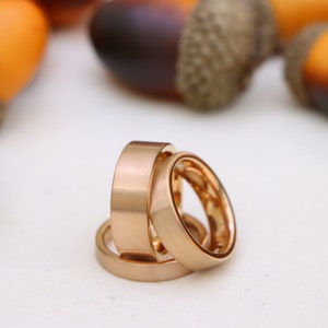 Simple Gold Wedding Band Engagement Ring For Men Rose Gold Men&#39;s Wedding Ring Rose Gold Tungsten Couple Band FREE ENGRAING Women&#39;s Ring