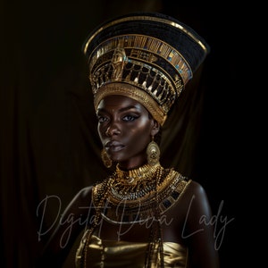 Nubian African Queen| Digital Wall Art| Black Girl Art| Home Decor| Black Royalty| Black Queen| Instant Download| AI Art