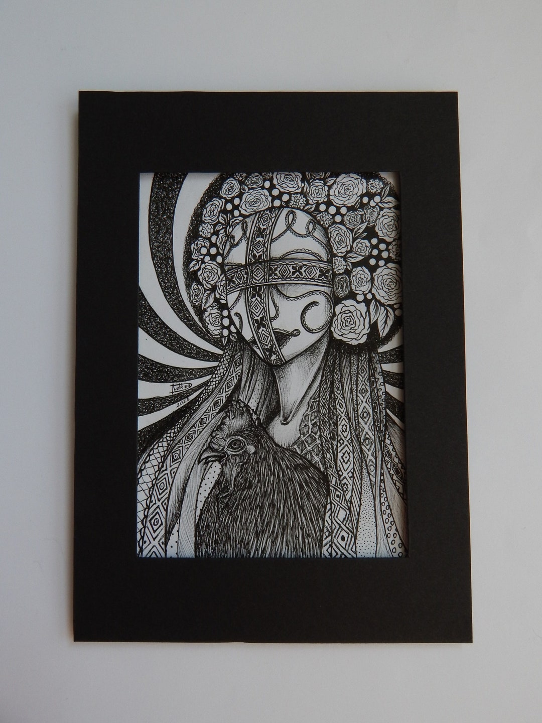 Original Liner Ukrainian Ethnic Drawing, Handmade Pen and Ink Artwork ...