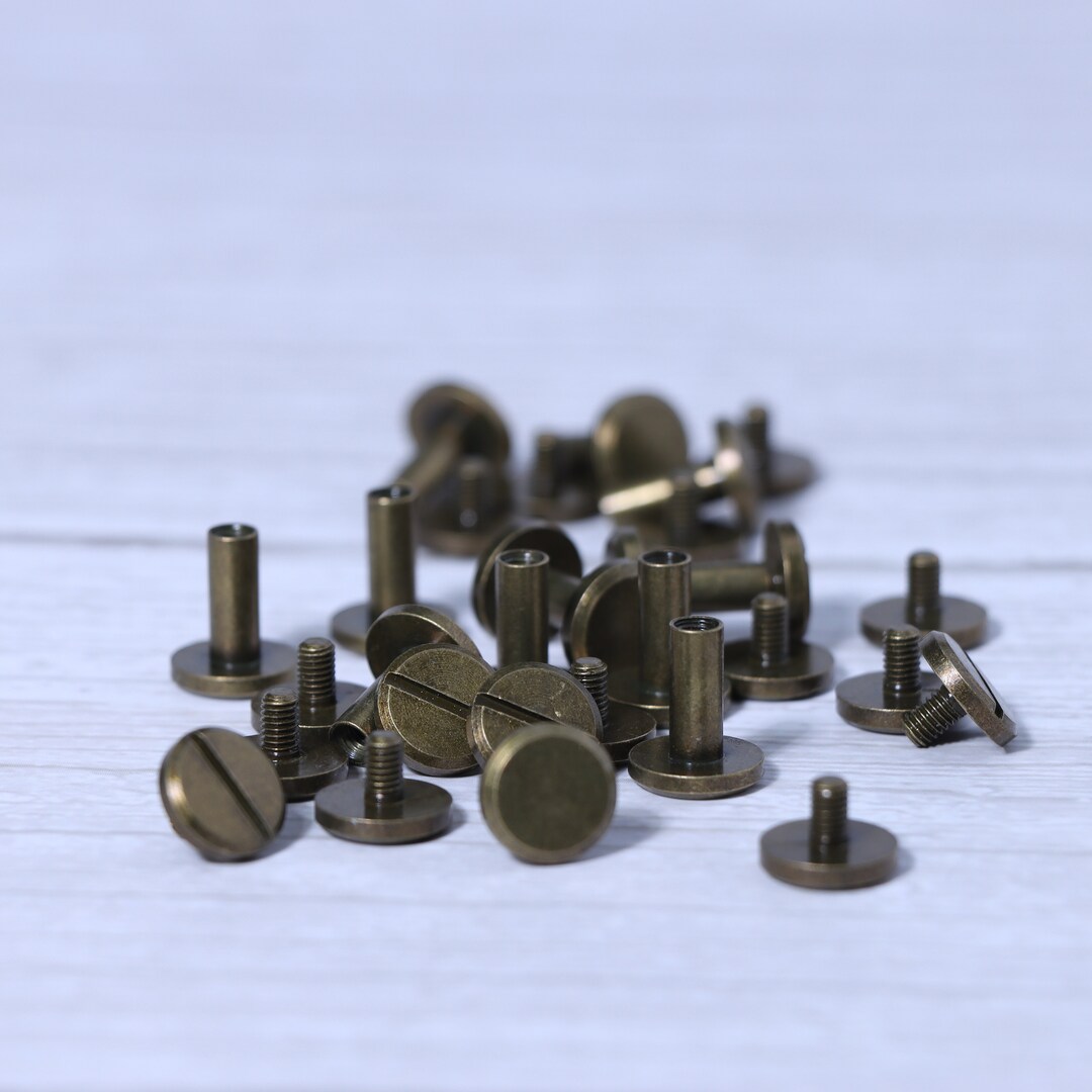 10MM Bronze Screw for Leather, Brass Screw Rivets, Leather Craft Screws